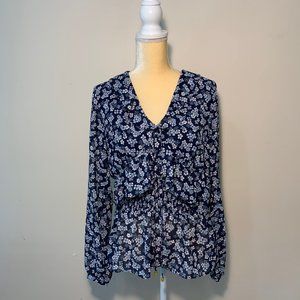 MICHAEL KORS -FLOWER PRINTS RUFFLED SMOCKED SIZE M